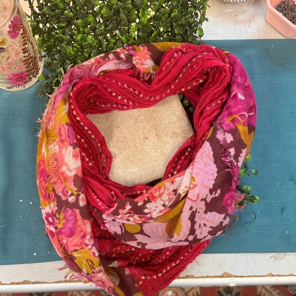 Floral Red and Pink Scarf